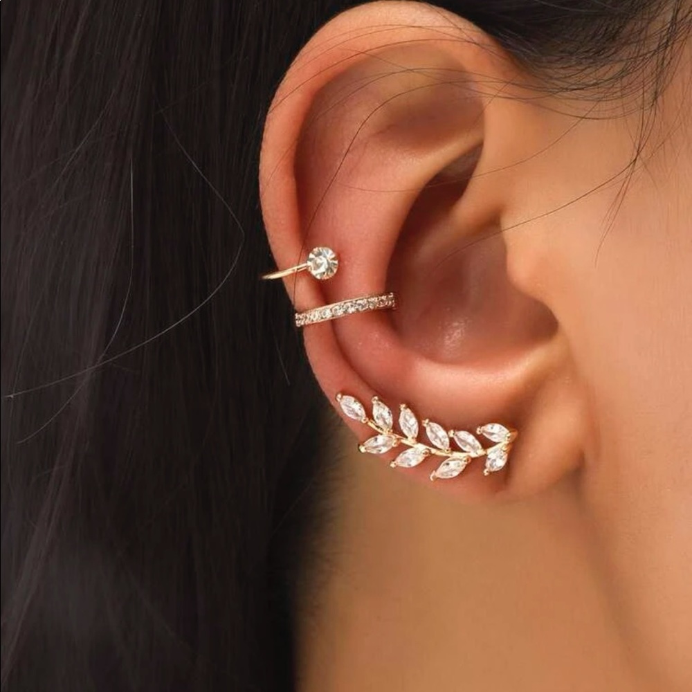 3 pieces zircon decor ear cuff